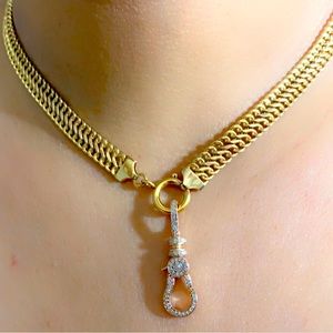 14k gold link necklace and diamond Cham connector